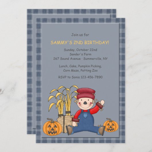 Sitting Scarecrow Uitnodiging (Voorkant / Achterkant)