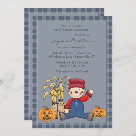 Sitting Scarecrow Uitnodiging (Voorkant / Achterkant)