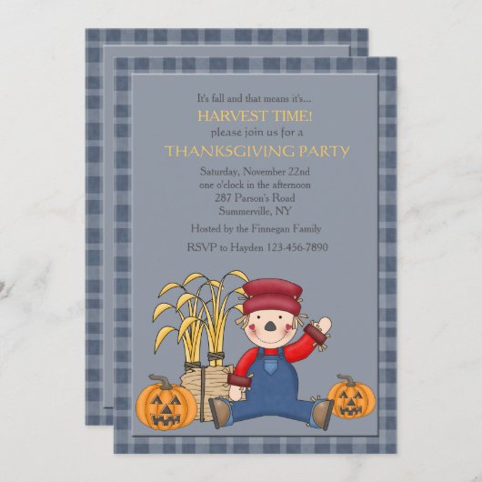 Sitting Scarecrow-uitnodiging Kaart (Voorkant / Achterkant)