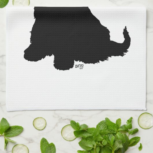 Sitting Scottie Dog Theedoek (Gevouwen)