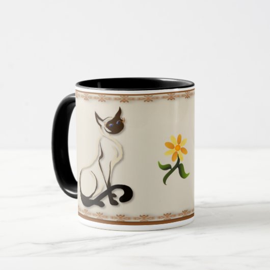 Sitting Siamese Kat Mokken (Voorkant links)