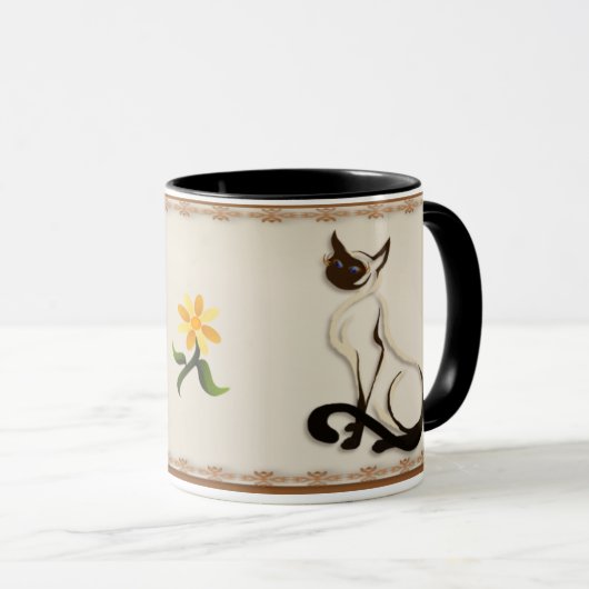 Sitting Siamese Kat Mokken (Voorkant rechts)