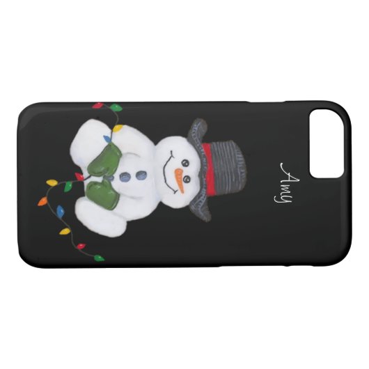 Sitting Snowman iPhone 7 Hoesje (Achterkant (Horizontaal))