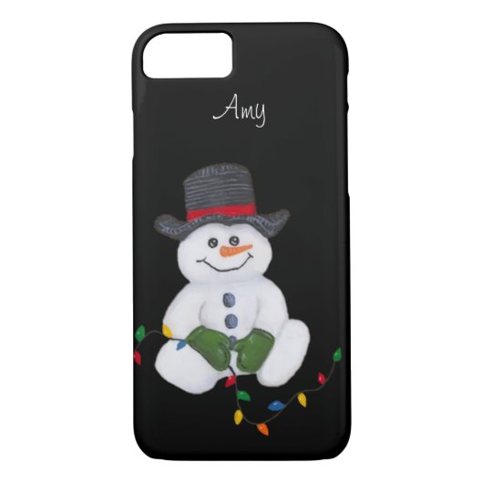 Sitting Snowman iPhone 7 Hoesje (Achterkant)