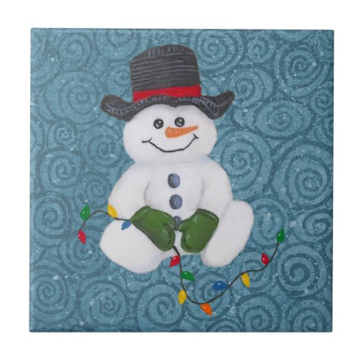 Sitting Snowman Tile Tegeltje (Voorkant)