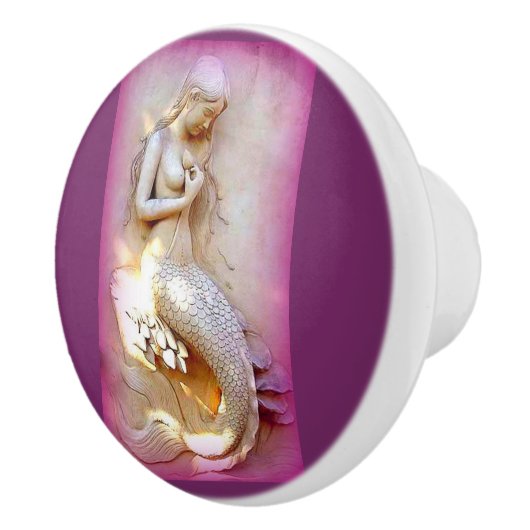 Sitting stone mermaid Thunder_Cove Keramische Knop (Rechts)