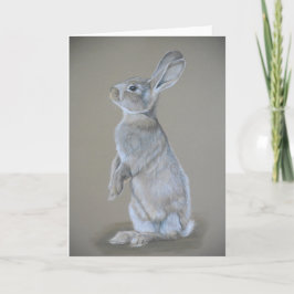 Sitting Tall Bunny Coloured Pencil Art Wenskaart Feestdagen Kaart