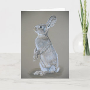 Sitting Tall Bunny Coloured Pencil Art Wenskaart Feestdagen Kaart