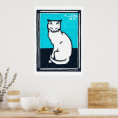 Sitting White Cat, Julie de Graag Poster (Keuken)