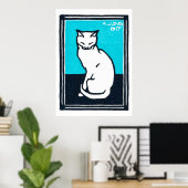 Sitting White Cat, Julie de Graag Poster (Thuiskantoor)
