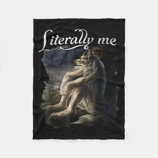 Sitting Wolf Literally Me Wolf Funny Dank Meme Fleece Deken (Voorkant)