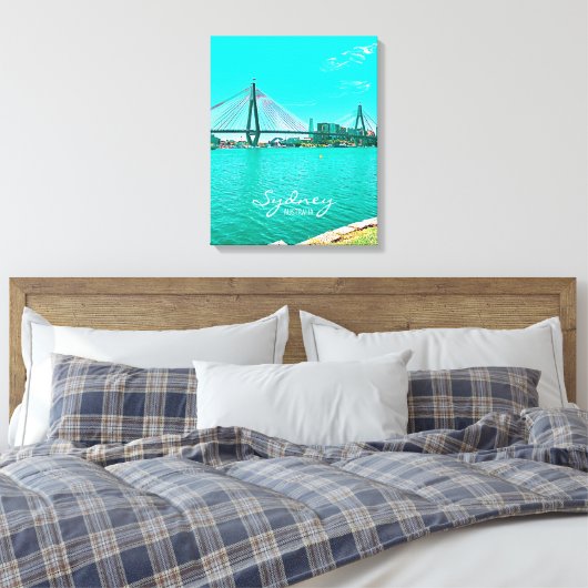 Situatie in Sydney ANZAC Bridge Canvas Afdruk (Insitu (Slaapkamer))