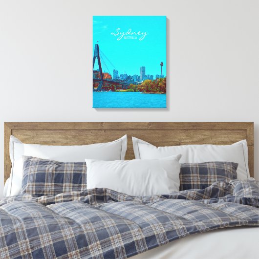 Situatie in Sydney ANZAC Bridge Canvas Afdruk (Insitu (Slaapkamer))