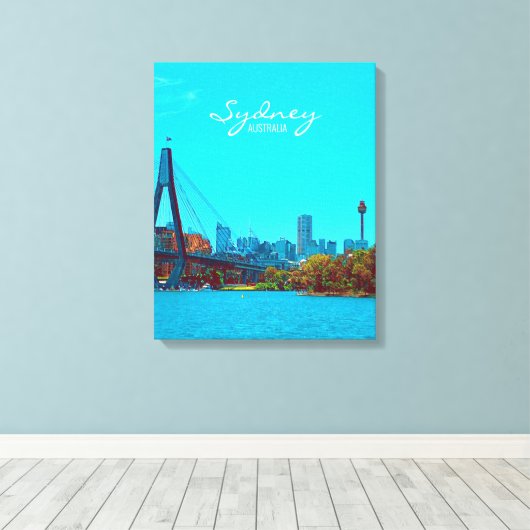 Situatie in Sydney ANZAC Bridge Canvas Afdruk (Insitu (Houten vloer))