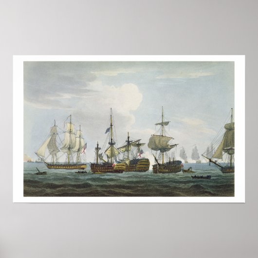 Situatie van HMS Temeraire bij de slag om Trafal Poster (Voorkant)