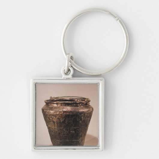 Situla met drie repousse decoratieve banden sleutelhanger (Voorkant)