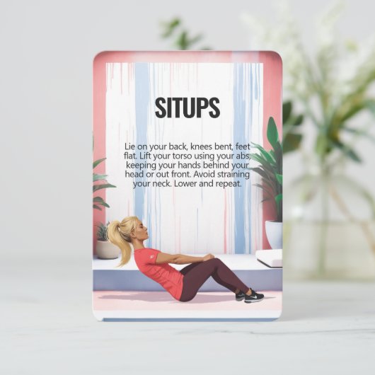 Situps Crunches Fitness Kaart met Blue Backing (Staand voorkant)