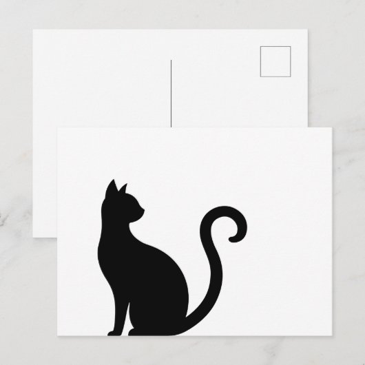 Sitzende schwarze Katze Briefkaart (Voorkant / Achterkant)