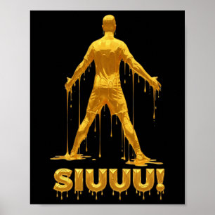 Siuu Grappige Voetbal Kids Jongens Gold-drip Voetb Poster