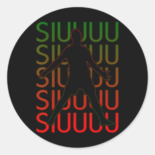 Siuuu Grappige Voetbal Footbyll Jongens Mannen Vro Ronde Sticker