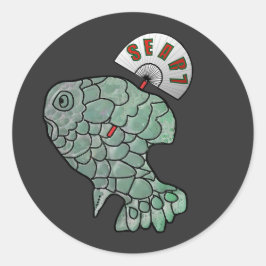 Siuuucky De SEA-R-7 Fan Vis-Bubbel Vis Parodie  Ronde Sticker