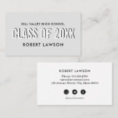 Sivler grijs klasse Afstuderen naam sociaal icoon Visitekaartje (Voorkant / Achterkant)