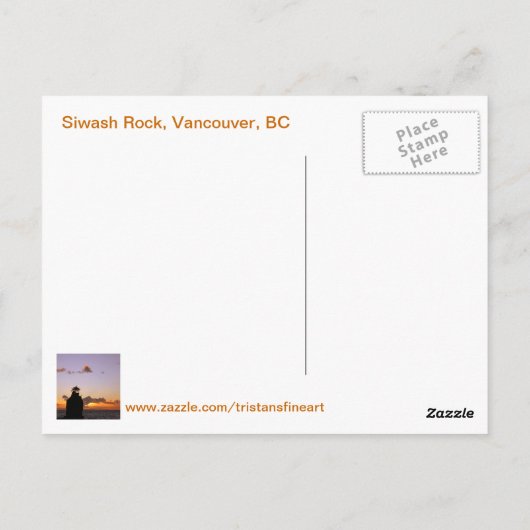 Siwash Rock, Vancouver Briefkaart (Achterkant)