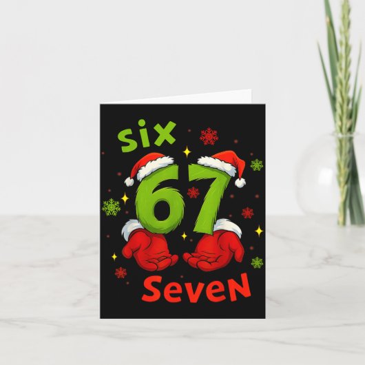 Six 6 7 Seven Christmas Humor Green Hand Festive G Kaart (Voorkant)
