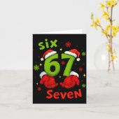 Six 6 7 Seven Christmas Humor Green Hand Festive G Kaart (Gele Bloem)