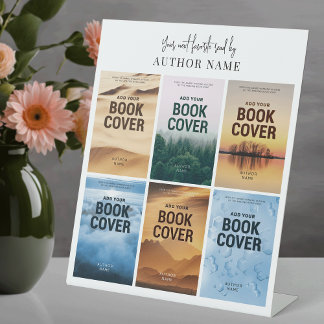 Six Book Covers Minimalist Meet the Author Event Reclamebord Met Voetstuk