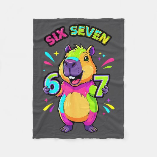 Six Cartoon Seven 67 Capybara Trendy Fleece Deken (Voorkant)