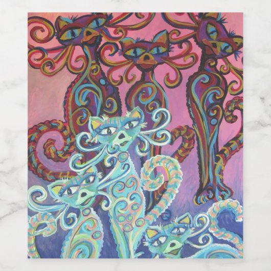 Six Cats Wijn Etiket (Enkel label)