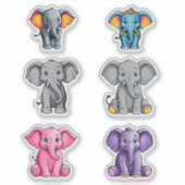 Six Cute Baby Elephants Sticker (Voorkant)