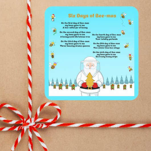 Six Days of Bee-Mas Merry Christmas to an Amazing Vierkante Sticker