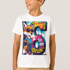 Six en Stylin’: Street Cool 6e verjaardag T-shirt
