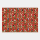 Six Face Gingerbread People Vakantie Inpakpapier Vel (Voorkant 2)