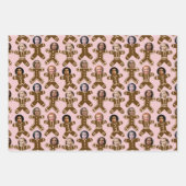 Six Face Gingerbread People Vakantie Inpakpapier Vel (Voorkant 2)