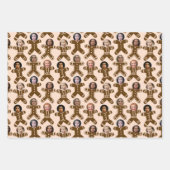 Six Face Gingerbread People Vakantie Inpakpapier Vel (Voorkant)