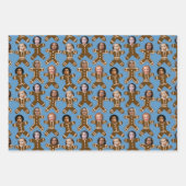 Six Face Gingerbread People Vakantie Inpakpapier Vel (Voorkant 3)