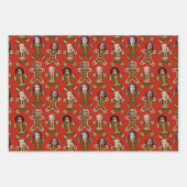 Six Face Gingerbread People Vakantie Inpakpapier Vel (Voorkant 2)