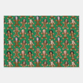 Six Face Gingerbread People Vakantie Inpakpapier Vel (Voorkant)