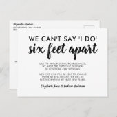 Six Feet Apart Uitgesteld Wijziging Van Datum Trou Aankondigingskaart (Voorkant / Achterkant)