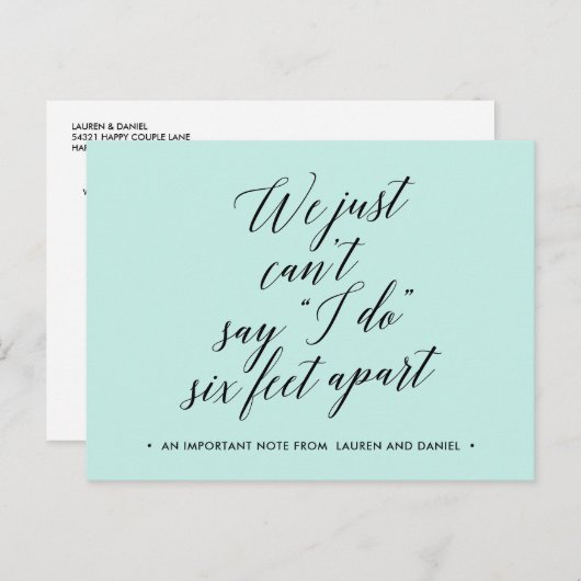 Six Feet Apart Verandering van plannen uitgesteld  Aankondigingskaart (Voorkant / Achterkant)