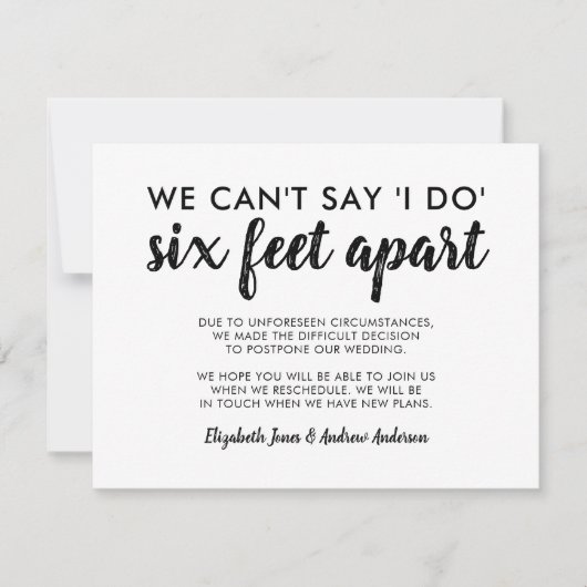 Six Feet Apart Wijziging Datum Trouwtypografie Aankondiging (Voorkant)