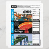Six Flags nepkaartje voor reizen en evenementen (Voorkant / Achterkant)