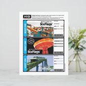 Six Flags nepkaartje voor reizen en evenementen (Staand voorkant)