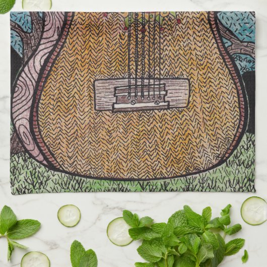 #Six Guitar Dish Towel Design Theedoek (Gevouwen)