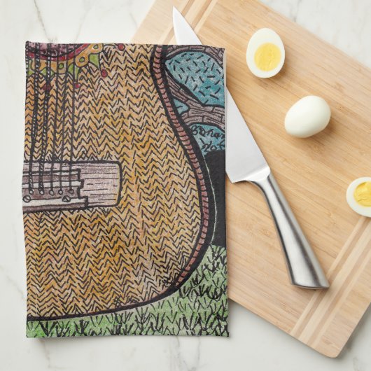 #Six Guitar Dish Towel Design Theedoek (Quarter Fold)