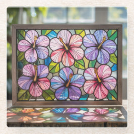 Six Hibiscus Flowers Glas in lood Onderzetter Glazen Onderzetter