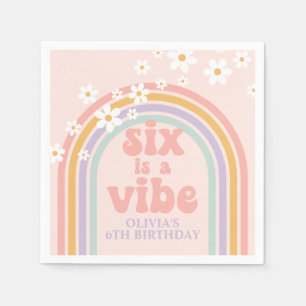 Six is a Vibe Pastel Regenboog 6e verjaardag Servet